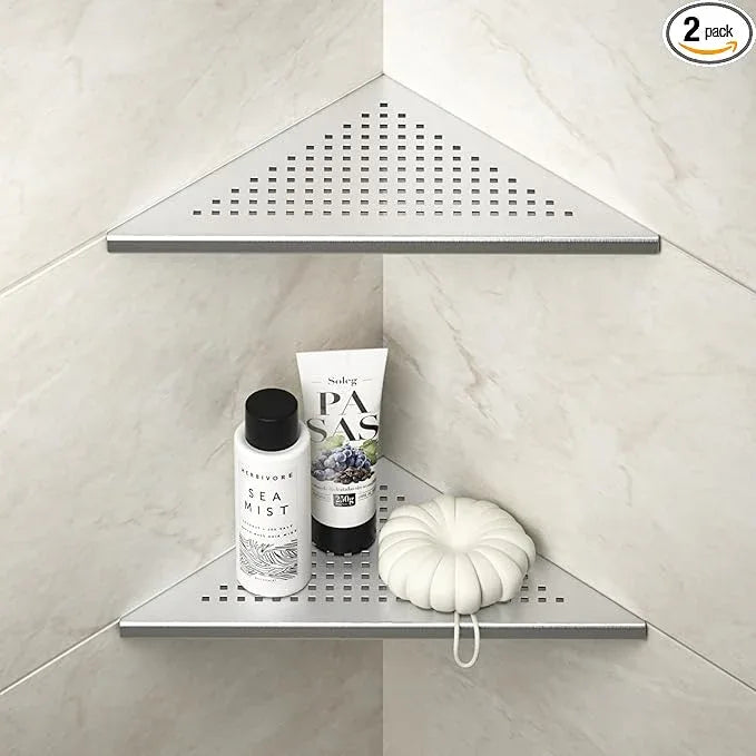 Corner Shower Shelves, 10" Brushed 304 Stainless Steel Recessed Shelf for Bathroom, Grout in Shelf for Tiled Wall, 2 Pack - ModernBath