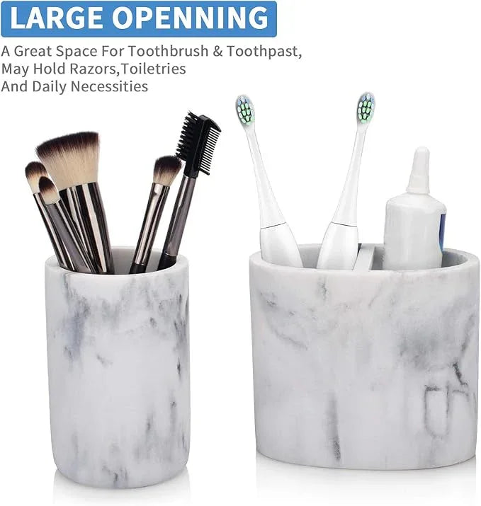 L'ARL GMVOI Bathroom Accessories Set,4 Pieces Marble Bathroom Vanity Countertop Accessory Set with Bathroom Toothbrush Holder Set,Soap Dispenser,Tumbler,Soap Dish for Bathroom Home Decor - ModernBath