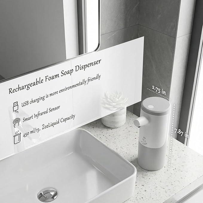 WEALTHYHEART Automatic Soap Dispenser Touchless 15.2oz with Smart Sensor, USB Rechargeable, Hands Free Soap Dispenser for Bathroom & Kitchen - ModernBath