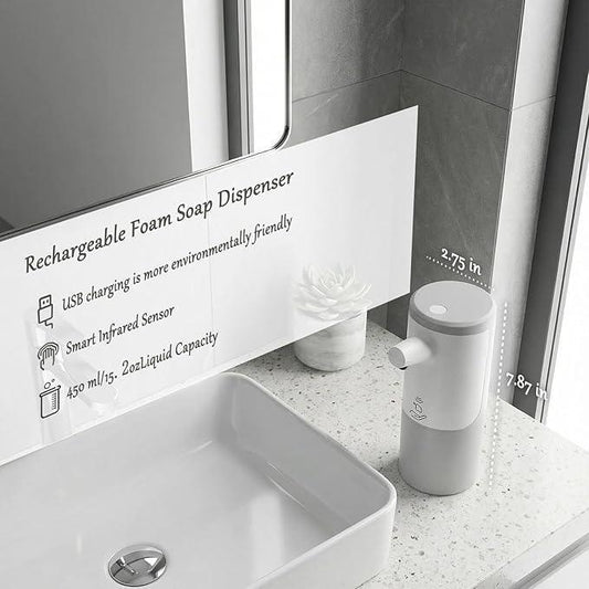 WEALTHYHEART Automatic Soap Dispenser Touchless 15.2oz with Smart Sensor, USB Rechargeable, Hands Free Soap Dispenser for Bathroom & Kitchen - ModernBath
