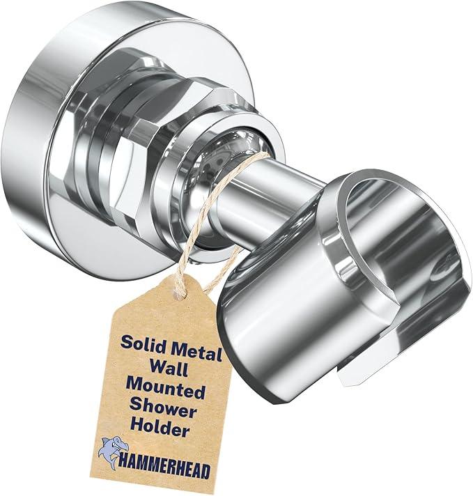 HammerHead Showers® Solid Metal Handheld Shower Head Holder Wall Mount – Chrome – Adjustable Screw Mounted Shower Wand Holder with Pivot Ball – Shower Hose Holder, Fits Most Handheld Shower Heads - ModernBath