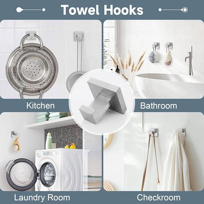10-Piece Bathroom Hardware Accessories Set-Brushed Nickel Towel Bar, Holder & Racks-SUS304 Stainless Steel-Wall Mounted,23.6-Inch - ModernBath