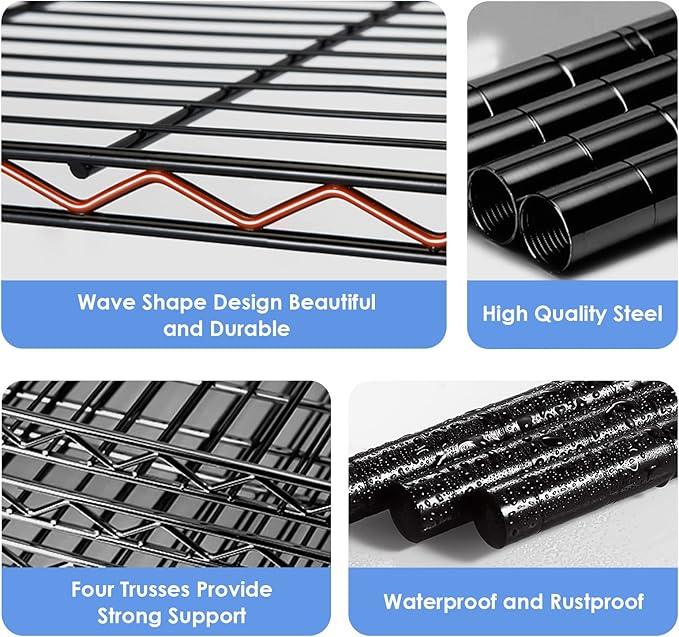 BNSPLY 5 Tier Wire Shelving Unit, Adjustable Wire Rack Shelving, Changeable Metal Wire Storage Shelves for Kitchen, Laundry, Bathroom, Balcony, Pantry (11.4" D x 21.3" W x 59" H, Black) - ModernBath