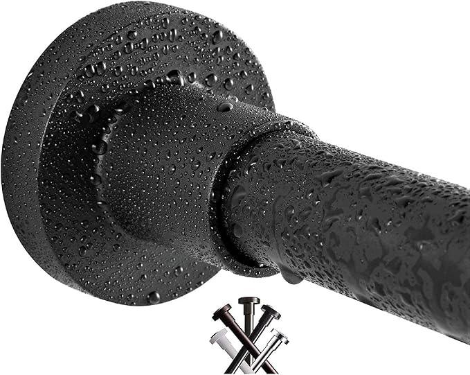 BRIOFOX Shower Curtain Rod 43-73 Inches Matte Black, Rustproof and Non-Fall Down Spring Tension Rod for Window or Bathroom, Stainless Steel - ModernBath