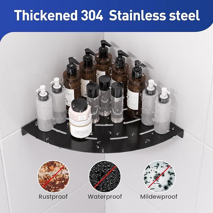 Corner Shower Shelves Load Capacity 40 Lbs 304 Stainless Steel Shelf for Shower Will Not Rust 8in Shower Corner Shelf Matte Black Drilling Installation - ModernBath