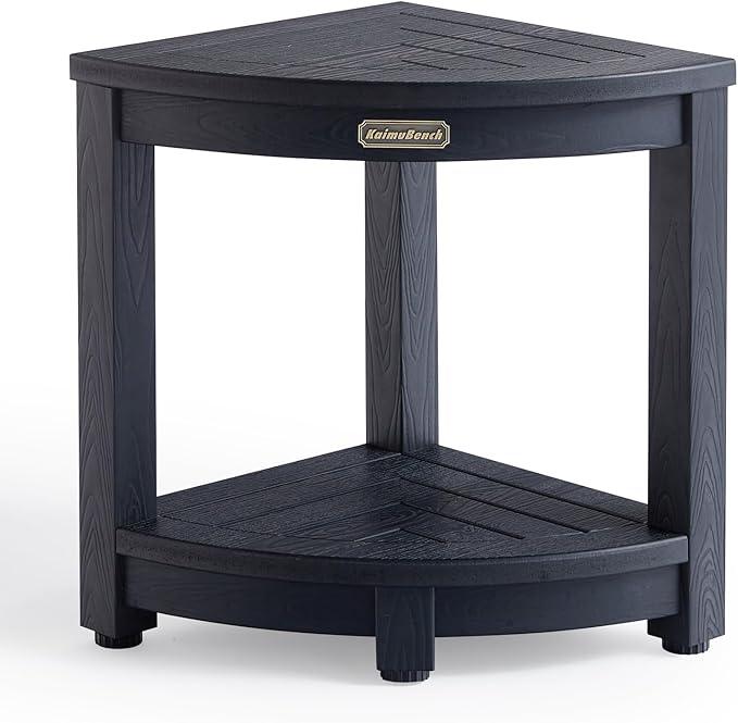 KaimuBench Shower Bench for Inside Shower, Poly Lumber Corner Shower Stool, Plastic Bathroom Bench Seat for Shaving Legs, Shower Chair Seat, Shower Foot Rest with Adjustable Feet, Non-Slip, Black - ModernBath