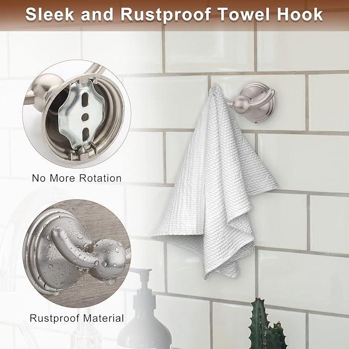 FILTA Brushed Nickel Bathroom Hardware Set - 4 Piece Towel Holder Set with 18 or 24 Inch Towel Bar - ModernBath