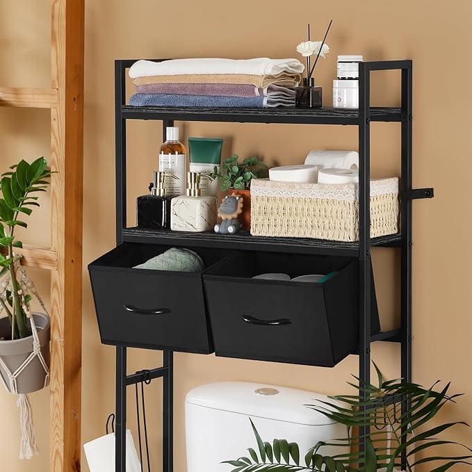 YBING Black Over The Toilet Storage Cabinet, Over Toilet Bathroom Organizer Freestanding, Above Toilet Storage Cabinet, Over Toilet Storage Shelf with Drawers - ModernBath