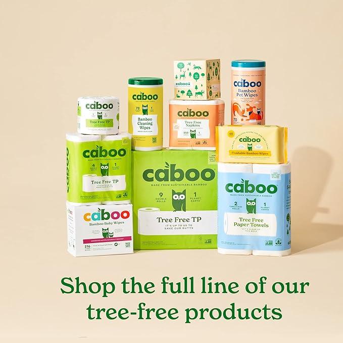 Caboo Tree Free Toilet Paper, Septic Safe Bath Tissue, Soft 2 Ply Sheets, 300 Sheets Per Roll, 16 Double Rolls - ModernBath