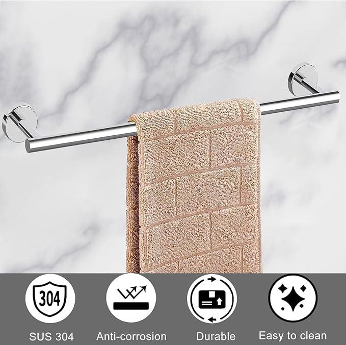 Cilee 10 Piece Chrome Bathroom Hardware Set,2 Pack 5 Piece Bathroom Accessories Set Include 24 inch,16 inch Toilet Paper Holder, Towel bar,Towel Ring,Towel Hook,Stainless Steel Wall Mounted - ModernBath