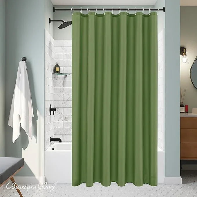 Biscaynebay Hotel Quality Fabric Shower Curtain Liners 72 Inch by 72 Inch, Sage Water Resistant Bathroom Curtains Rust Resistant Grommets & Weighted Bottom Hem Machine Washable - ModernBath