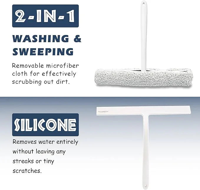 12 Inch Silicone Shower Squeegee for Glass Doors with Hook – Streak-Free Window Cleaner for Bathroom, Mirror, Tile & Car, No Scratch Squeegee with Metal Core - ModernBath