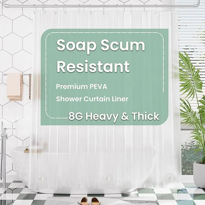 AmazerBath Frosted Shower Curtain Plastic 72x72 Inches, Heavy Duty Shower Curtain Waterproof, Thick PEVA Shower Curtains for Bathroom with 3 Big Clear Weighted Stones and 12 Rustproof Grommets - ModernBath