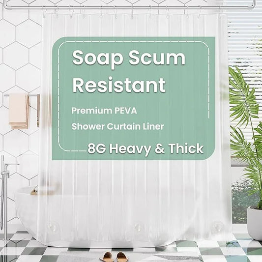 AmazerBath Extra Long, 8G Heavy Duty Plastic, 96 Length, Weighted Tall 72 x 96 Frosted, Bathroom Shower Curtain Liners with 3 Weights - ModernBath