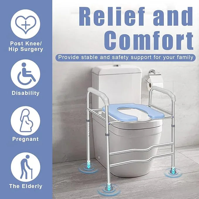 Hoqqf Toilet Seat Riser for Seniors, Raised Commode Chair for Toilet with arms, Adjustable 18–22 Inch Height,400 lb Handicap Elevated Toilet Seat, Fits V, U and Round Toilets. - ModernBath