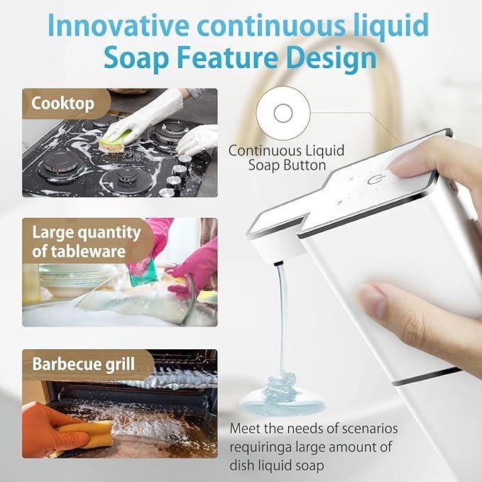 JEMISUN Automatic Liquid Soap Dispenser Touchless Soap Dispenser 380ml/12.8oz Rechargeable, Wall Mounted,4 Levels Adjustable Auto Soap Pump for Bathroom Kitchen Dish Soap - ModernBath