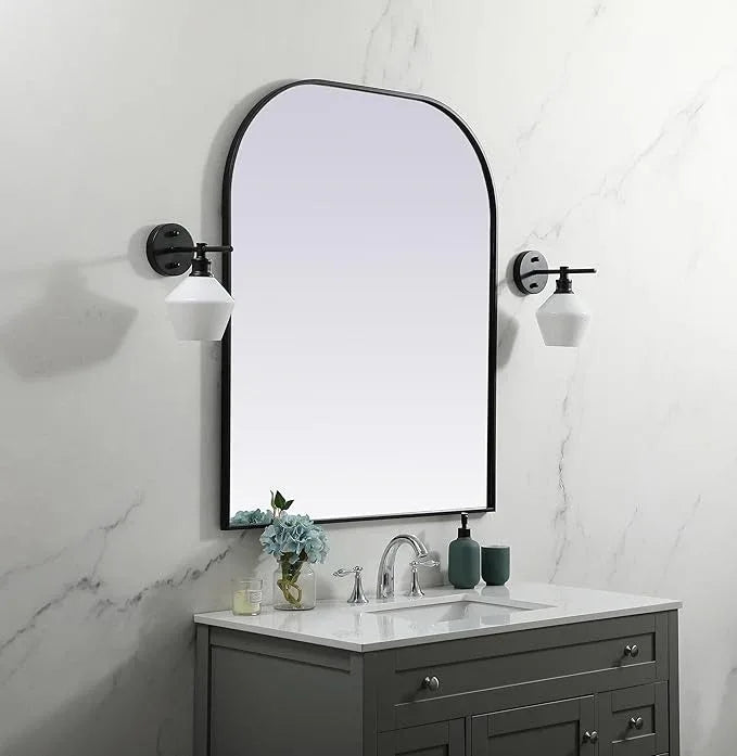 Illuminate, Metal Frame Arch Mirror 36X42 Inch in, Modern, Black - ModernBath