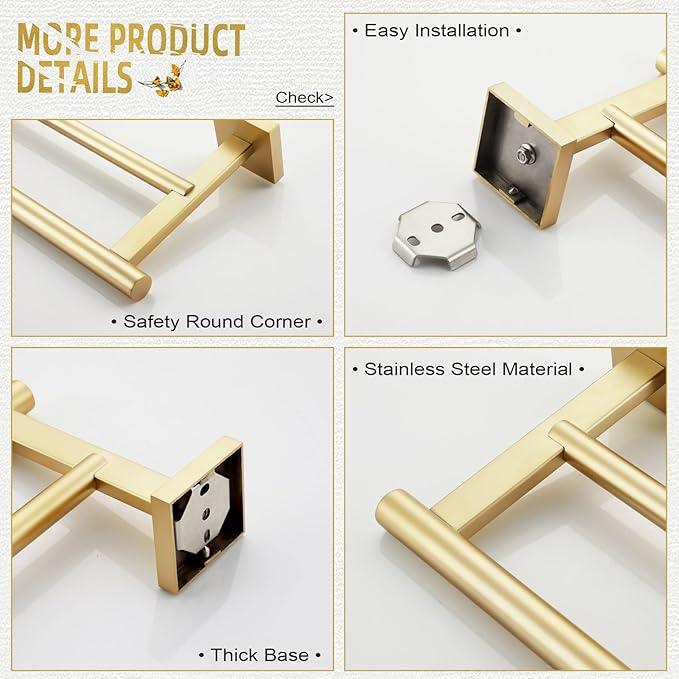 KOKOSIRI Bathroom Towel Bar 32'' Double Towel Holder for Bath Kitchen Cabinet Towel Rails 32 Inch Brushed Gold Stainless Steel B5005BG-L32 - ModernBath