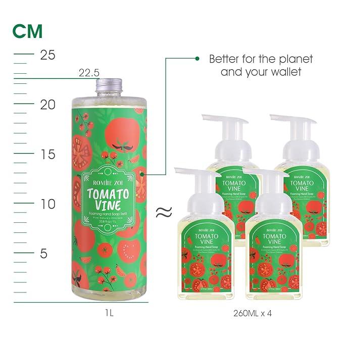 ROMIIE ZOI Liquid Hand Soap Refill, Tomato Vine, Gentle & Moisturizing Formula, 750 ML/ 26 FL OZ - ModernBath