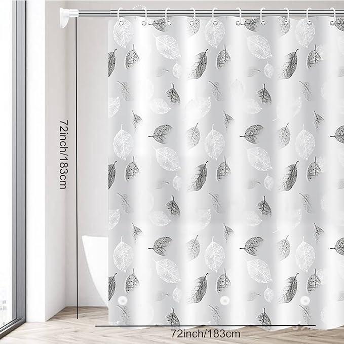TIKABC Shower Curtain Liner, 4G PEVA Shower Liner, Plastic Waterproof Shower Curtains, with Grommet Holes and 3 Magnetic Weights(Black White Leaves) - ModernBath