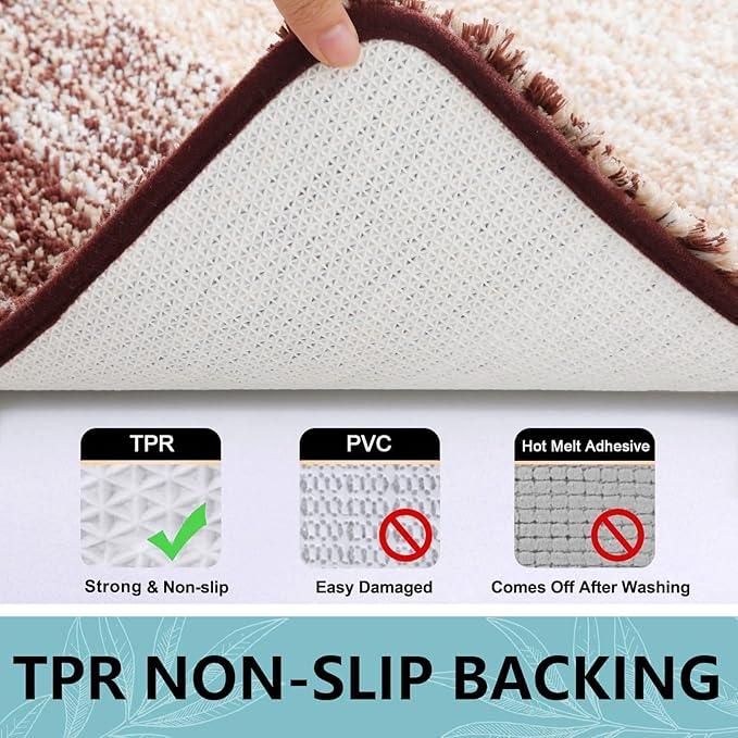 Arotive Microfiber Bathroom Rugs, Shaggy Soft and Absorbent Bath Rug, Non-Slip, Thick Plush Machine Washable Dry Bath Mats for Bathroom, Tub and Shower, 24x16, Brown, Rectangular - ModernBath
