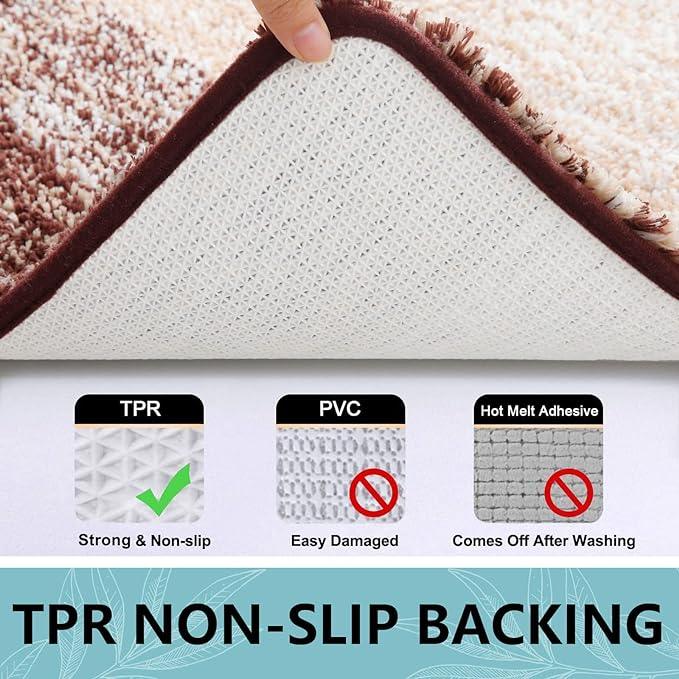 Arotive Microfiber Bathroom Rugs, Shaggy Soft and Absorbent Bath Rug, Non-Slip, Thick Plush Machine Washable Dry Bath Mats for Bathroom, Tub and Shower, 47x20, Brown, Rectangular - ModernBath