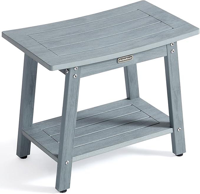 KaimuBench Large Shower Bench Seat, HDPS Shower Stool for Inside, Waterproof Spa Bath Chair for Shaving Leg, Weather Resistant/Non-Slip, Indoor/Outdoor Use, No Maintenance, Gray - ModernBath