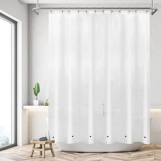Mrs Awesome Short Shower Curtain Liner with 6 Magnets 72 x 66 inch Frosted Thick PEVA Waterproof Plastic Shower Curtain 72x66, Frost - ModernBath