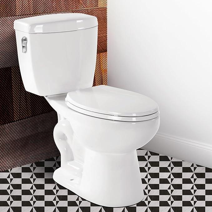 Alphabath 17“ Comfort Height Toilet with Soft close seat, Two piece Toilets for Bathroom, Nano Self-Cleaning Glaze, 1.01 GPF Powerful Single Flush, Easy to Clean & Install, ADA Height, 12" Rough-In - ModernBath