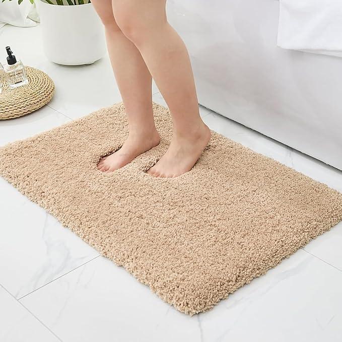Ruggnovea Bathroom Rugs Non Slip Washable, Ultra Soft Thick Shaggy Absorbent Bath Mats, High Density Foam Latex Non Slip Backing Bath Rugs, Microfiber Bath Mats for Bathroom Floor&Sink,24x17,Beige - ModernBath