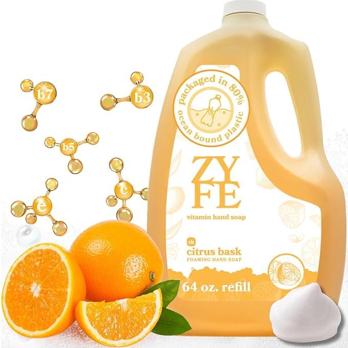 ZYFE Foaming Hand Soap Refills, Half Gallon Hand Soap Foam Refill with Essential Oil Fragrance in Recycled Bottle, Citrus Handwash Refil Biodegradable+ - ModernBath