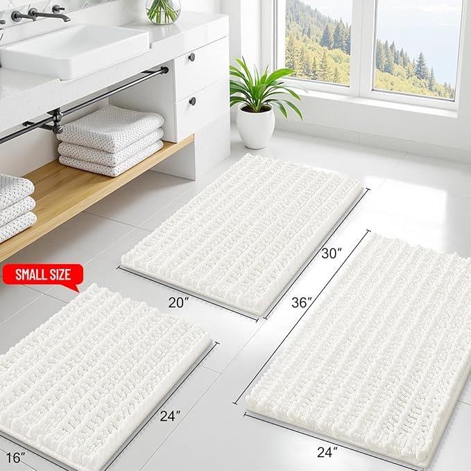 Smiry Bathroom Rugs Mat 40x32, Extra Soft Absorbent Chenille Bath Rugs, Non Slip Rubber Backing Machine Washable Quick Dry Bath Mats for Bathroom Floor, Tub, Shower, Home Decor Accessories, Ivory - ModernBath