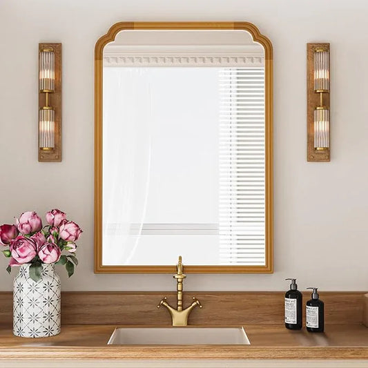 Ferytange Wood Mirror for Bathroom, 24" x 36" Rustic Bathroom Mirrors for Wall Decorative for Living Room or Bedroom Vanity Mirror (Natural Color) - ModernBath