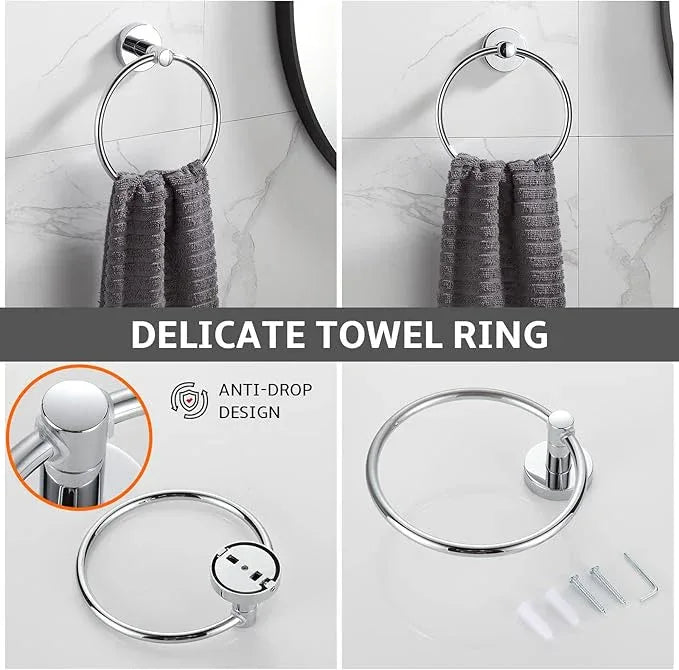 BGL Bathroom Hardware Set Chrome Bathroom Accessory Set Towel Bar 8 Pieces Set - ModernBath
