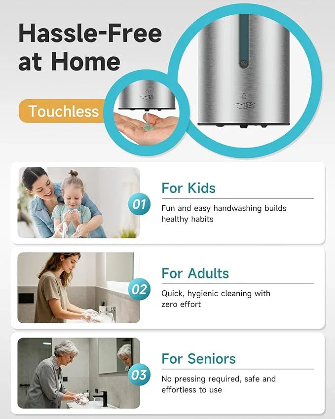 AIKE Automatic Wall Mount Liquid Soap Dispenser, Commercial Stainless Steel with 25oz Large Capacity Save Time Effort and Cost,Model AK1205(Brushed) - ModernBath