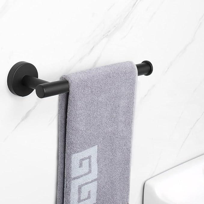 NearMoon Hand Towel Holder/Towel Ring, Thicken Stainless Steel Hand Towel Bar for Bathroom, Rustproof Wall Mounted Towel Rack, Contemporary Style Bath Accessories, 9 Inch (3 Pack, Matte Black) - ModernBath