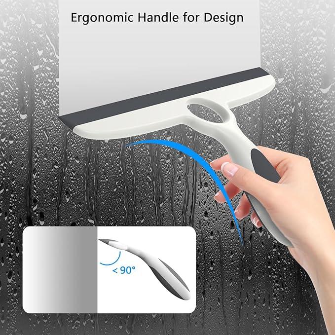 EHOMGUI Shower Squeegee for Glass Doors & Walls - 10" Squeegee with Adhesive Hook - Pack of 2/Gray - ModernBath