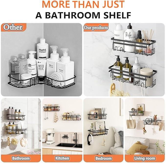 Shower Caddy, 2-Pack No Drilling Rustproof Organizer with Save Space Hooks, Apartment Essentials for Bathroom, No Drilling Shelves for Kitchen & Living Room - ModernBath