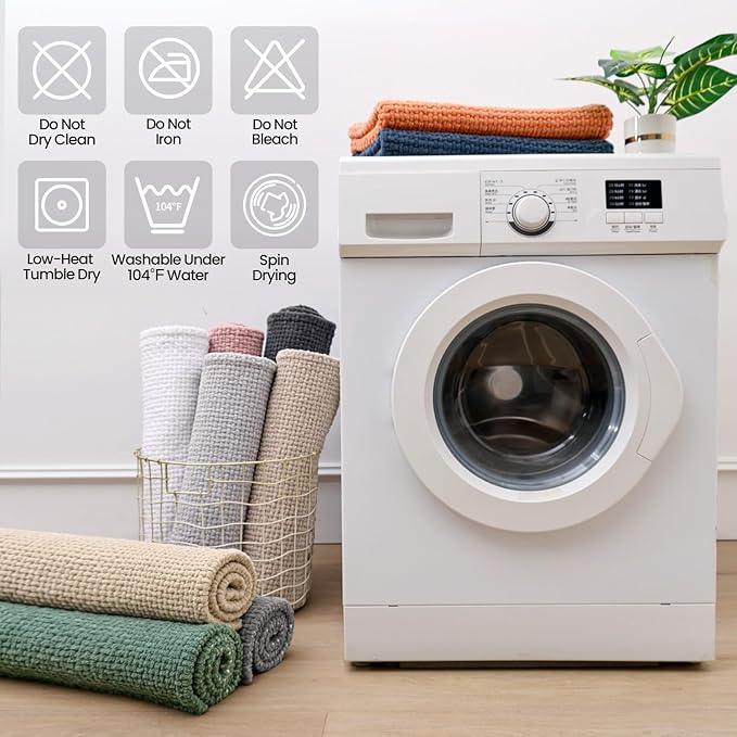 DEXI Bathroom Rugs 20x32, Non Slip Washable Bath Mat, Absorbent Chenille Bathmat, Ultra Soft Thick Carpet for Tub Shower Floor, Dark Beige - ModernBath