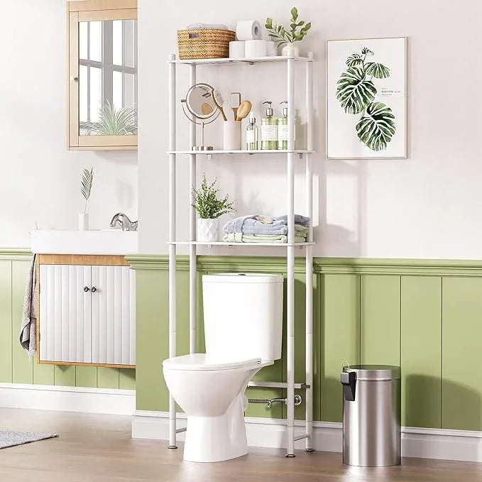 AmazerBath Bamboo Over The Toilet Storage Shelf, Over Toilet Bathroom Organizer Rack, 3-Tier Bathroom Shelves Over Toilet, Space Saver, White - ModernBath