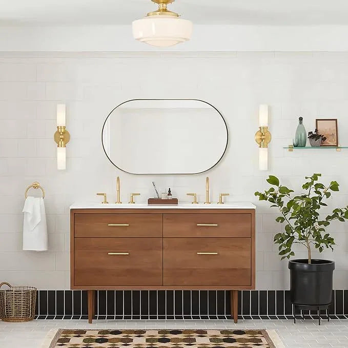 Andy Star Brass Oval Mirror, 24x40 Inch Bathroom Mirror Gold, Brass Vanity Mirror, Pill Shaped Mirrors Gold Metal Frame Stainless Steel 1’’ Deep Hang Vertically & Horizontally - ModernBath