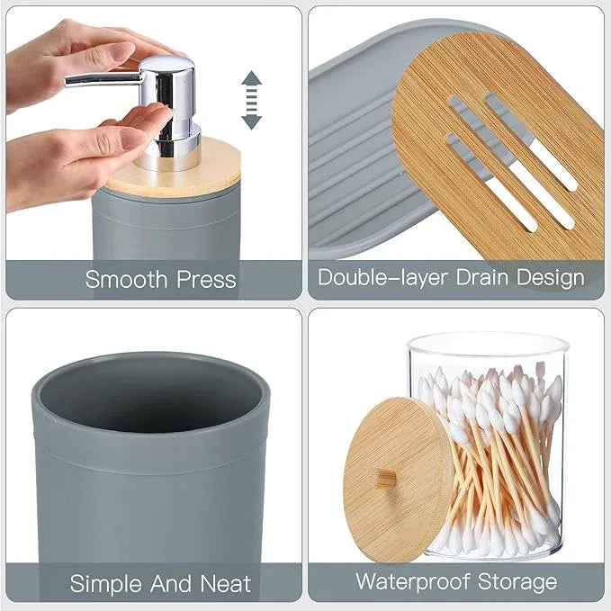 iMucci Bathroom Accessories Bathroom Sets with Shower Curtain, Bath Towel Set, Trash Can, Toilet Brush, Soap Dispenser, Bathroom Accessories Set Complete - ModernBath