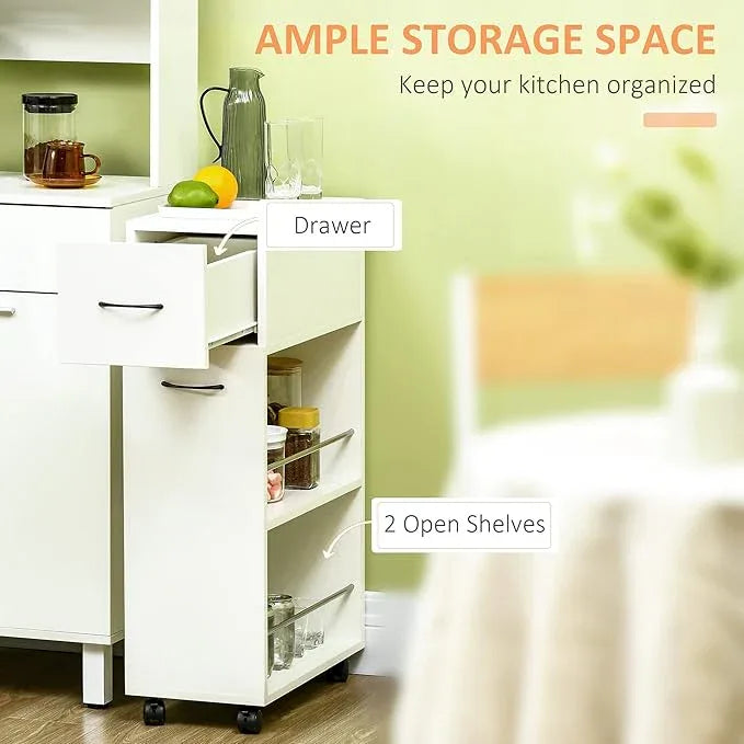 HOMCOM 3- Tier Slim Storage Cart, Rolling Narrow Kitchen Cart on Wheels for Small Place, Slide Out Side Utility Cart for Bathroom, Laundry - ModernBath