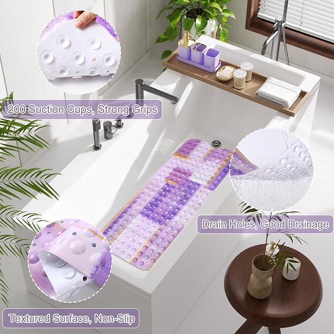 XLHOMO Bathroom Accessories Set - 26PCS Purple Bathroom Set, Bathroom Accessory Set with Shower Curtain and Rugs and Bathtub Mats for Home - ModernBath