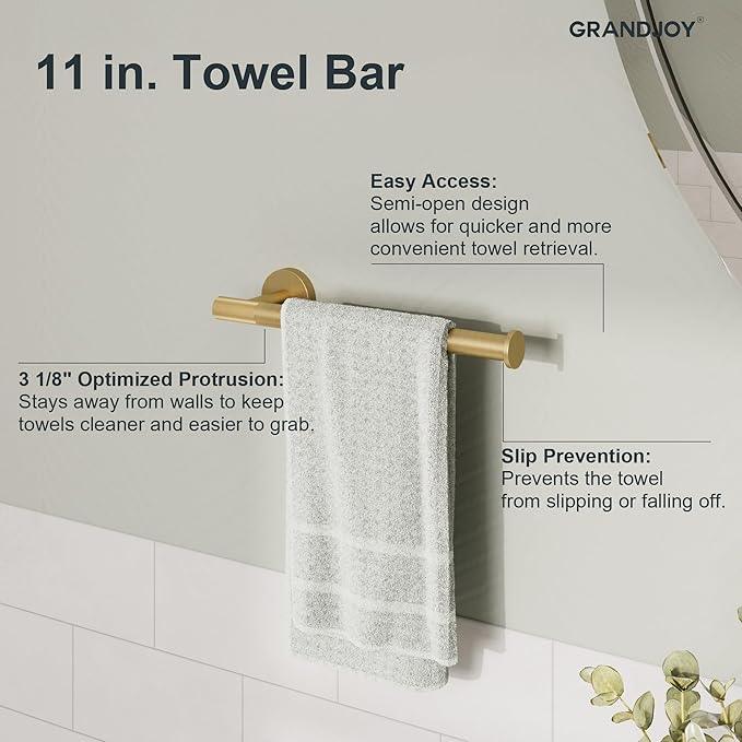 Brushed Gold Bathroom Hardware Accessories Set, Knurled SUS304 Stainless Steel Kit, Towel Bar, Ring, Robe Hook, Paper Holder, Wall Mounted - ModernBath