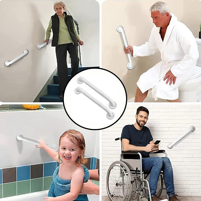 Rackickyer Shower Grab Bar, 2 Pack 16 Inch White Bathroom Grab Bar, 1.25" Diameter 304 Stainless Steel Anti-Slip Grab Bars for Bathtubs and Showers, Handicap Shower Grab Bar for Seniors Elderly - ModernBath