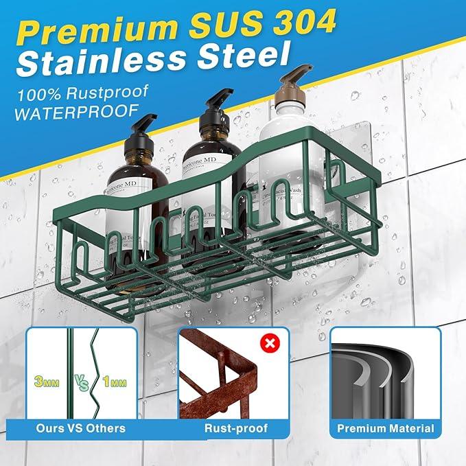 EUDELE Shower Caddy 2 Pack, Adhesive Shower Organizer for Home Decor & Kitchen Storage, No Drilling, Rustproof Stainless Steel Bathroom Shelf Organizer - ModernBath