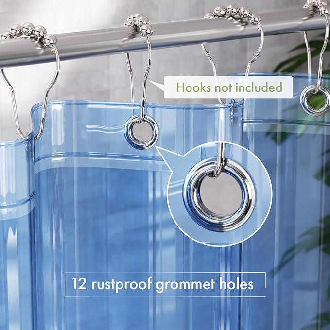 AmazerBath 72x78 Long Shower Curtain Liner, Clear Blue Plastic Shower Curtain Liners, Waterproof PEVA Shower Liner, Cute Lightweight Shower Curtains for Bathroom with 3 Magnets & Rustproof Grommets - ModernBath