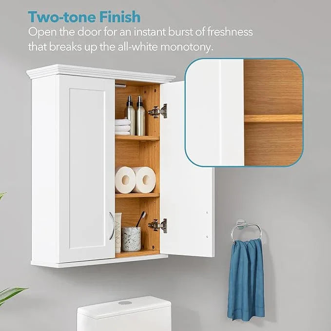 Medicine Cabinet -Bathroom Cabinet Wall Mount with DIY Lighting Unique Top and Dual-Tone Design, Over The Toilet Saver Storage Cabinets - ModernBath