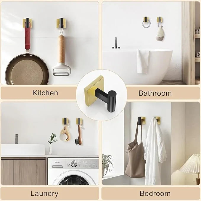 5-Piece Black Gold Bathroom Hardware Set, SUS304 Stainless Steel Bathroom Accessories Set 23.6 inches Towel Bar, Toilet Paper Holder with Shelf, Towel Ring and Two Towel Hooks Wall-Mounted - ModernBath